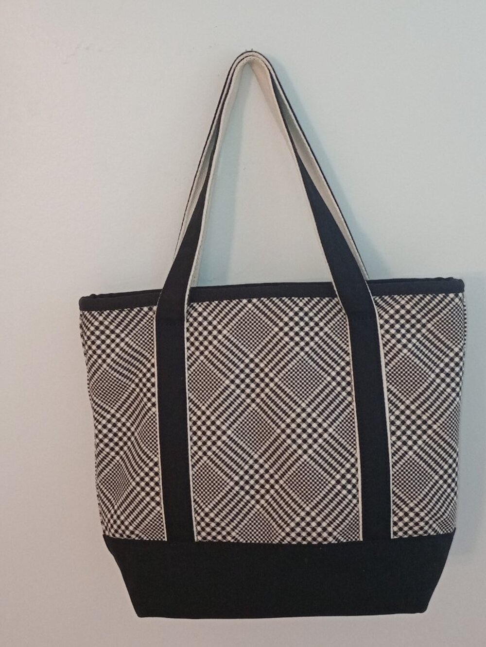 Lands' End Plaid Canvas Tote Bag Monogrammed KGc - Picture 2 of 15